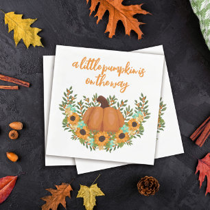 Gender Neutral Sunflowers Pumpkin Baby Shower Napkin