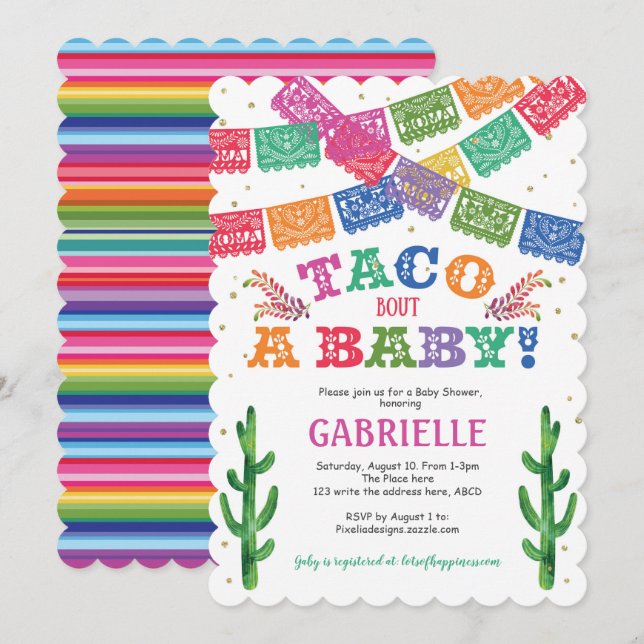 Gender Neutral, Taco bout a Baby, Shower Fiesta Invitation (Front/Back)