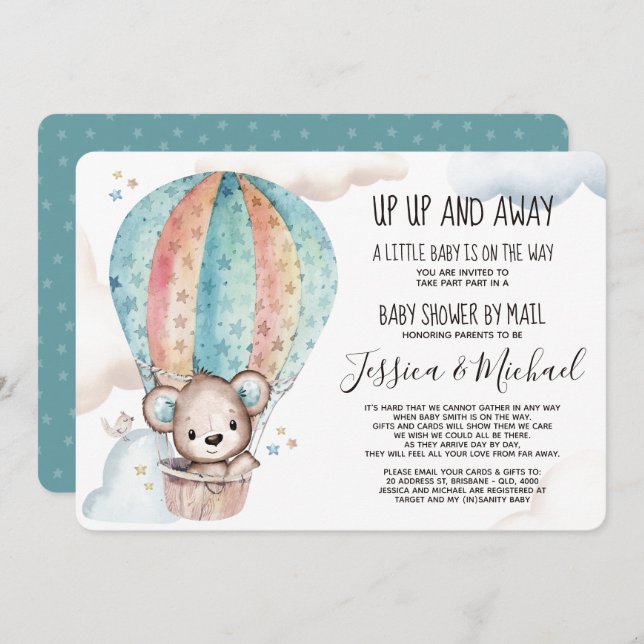 Gender Neutral Teddy Bear | Baby Shower by Mail Invitation (Front/Back)