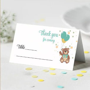 Gender Neutral Teddy Bear Baby Shower Guest Name Place Card
