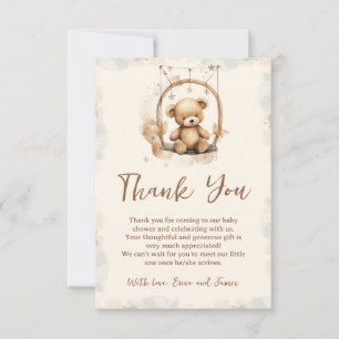 Gender Neutral Teddy Bear Baby Shower Thank You Card