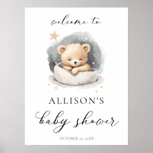 Gender neutral teddy bear baby shower welcome sign