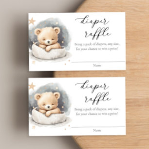 Gender neutral teddy bear diaper raffle cards