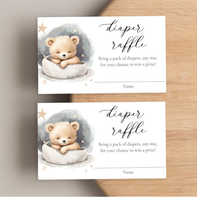 Gender neutral teddy bear diaper raffle cards (Creator Uploaded)