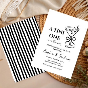 Gender Neutral Tiny One is on the Way, Black bow Invitation
