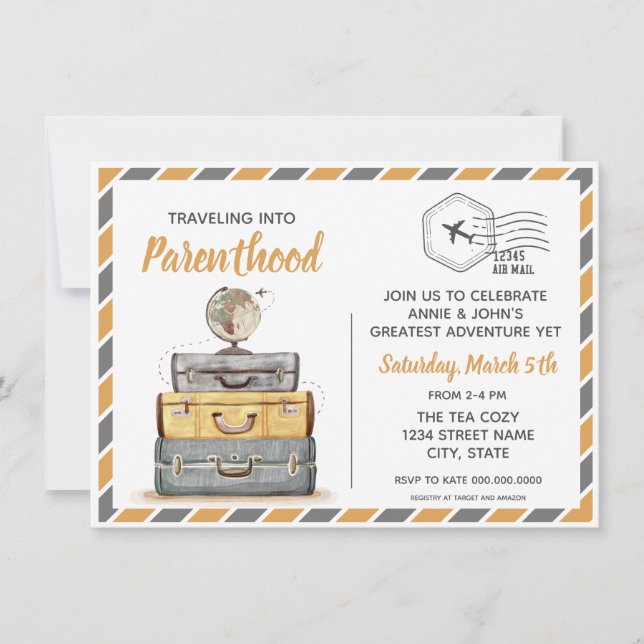 Gender Neutral Travel Baby Shower Invitation (Front)
