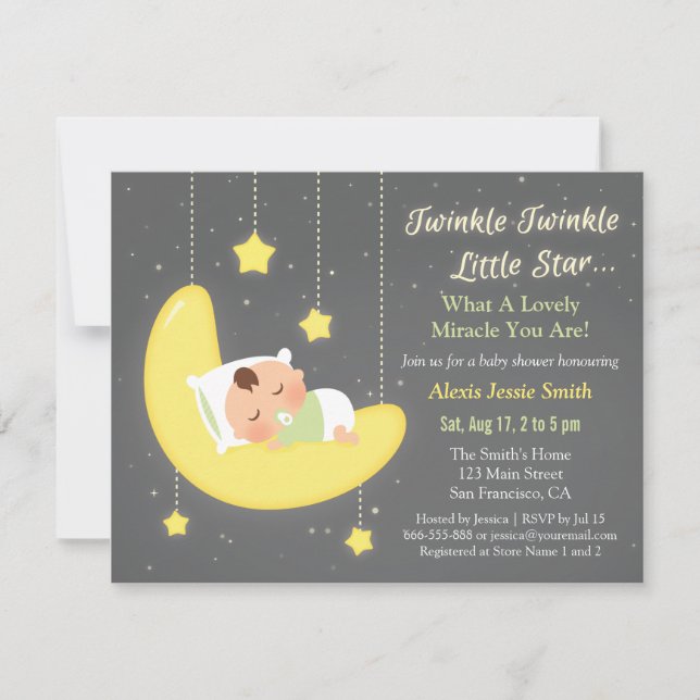 Gender Neutral Twinkle Little Star Baby Shower Invitation (Front)