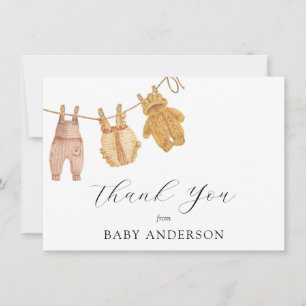 Gender Neutral Vintage Baby Shower Thank You Card