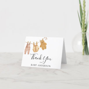 Gender Neutral Vintage Baby Shower Thank You Card