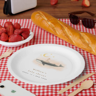 Gender Neutral Vintage Whale & Duck Baby Shower Paper Plate