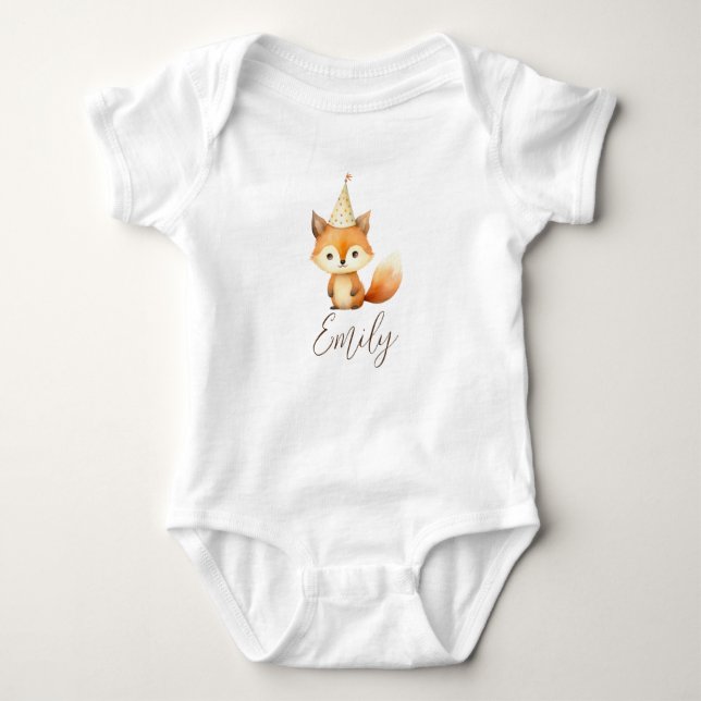 Gender neutral Watercolor Animals fox baby shower Baby Bodysuit (Front)