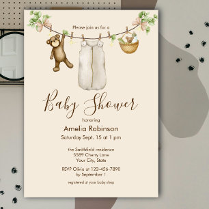 Gender Neutral Watercolor Boho Baby Shower Invitation