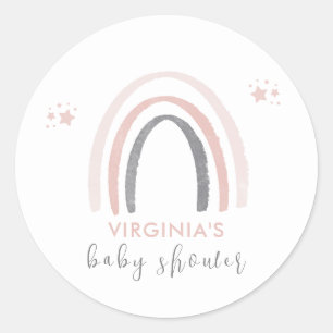 Gender Neutral Watercolor Boho Rainbow Baby Shower Classic Round Sticker