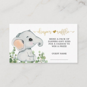 Gender Neutral Watercolor Elephant Diaper Raffle Enclosure Card