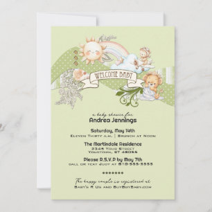 Gender Neutral Watercolor Soft Green Baby Shower Invitation