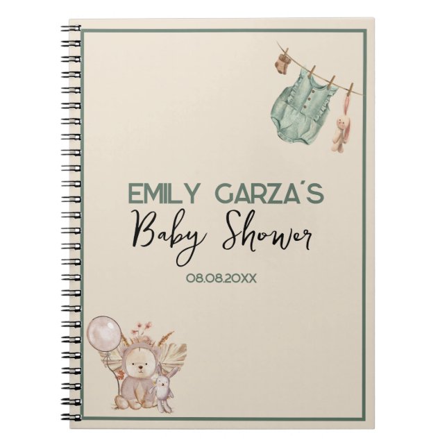 Gender Neutral We can Bearly Wait Baby Shower gift Notebook (Front)