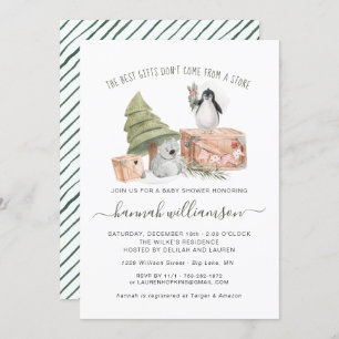 Gender Neutral   Winter Christmas Baby Shower Invitation