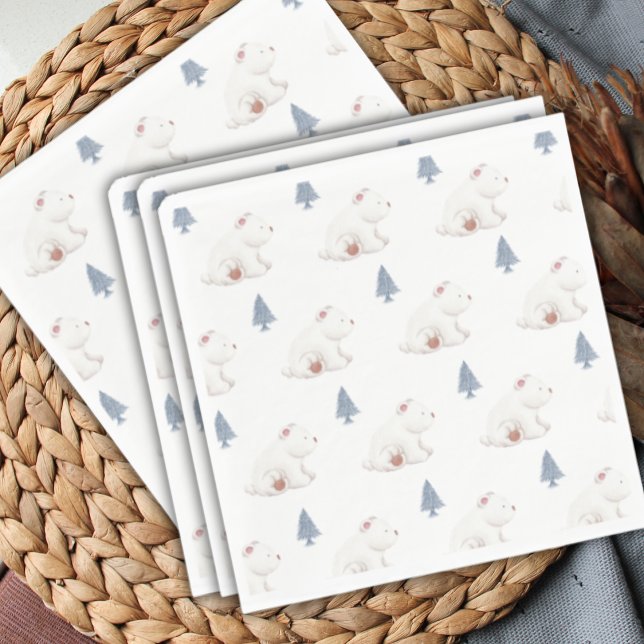 Gender Neutral Winter Polar Bear Baby Shower  Napkin (Gender Neutral Winter Polar Bear Baby Shower Napkins)