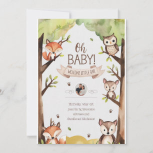 Gender-Neutral Woodland Baby Shower Invitation Car