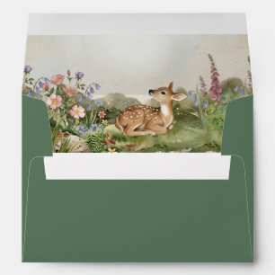 Gender Neutral Woodland Deer Fawn Baby Shower Envelope