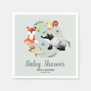 Gender Neutral Woodland Forest Animal Baby Shower Napkin