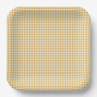 Gender Neutral Yellow Gingham Paper Plate