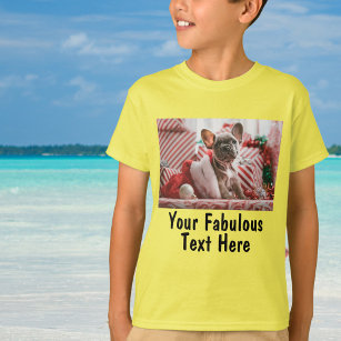 Gender neutral Yellow Personalised Photo and Text T-Shirt