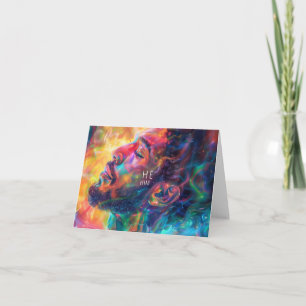 Gender Pronouns He/Him Digital Art Holiday Card