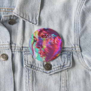 Gender Pronouns She/Her Digital Art 7.5 Cm Round Badge