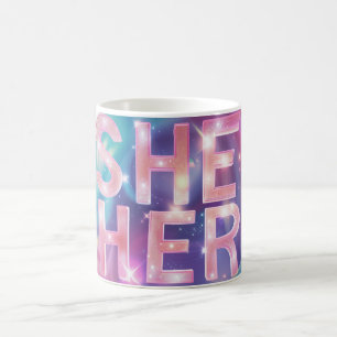 Gender Pronouns She/Her Digital Art Coffee Mug