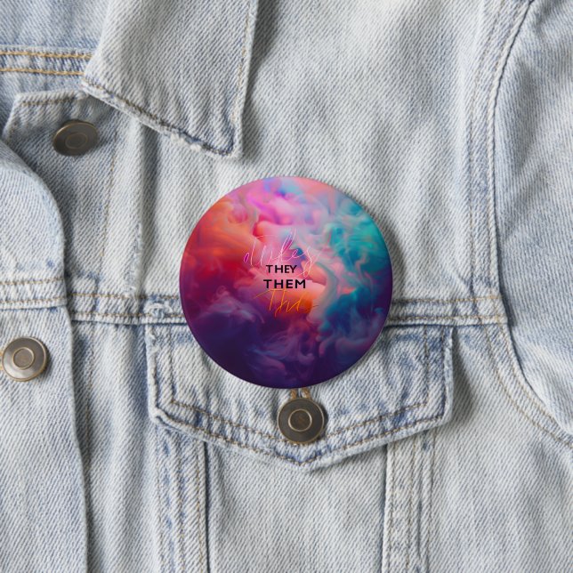 Gender Pronouns They Them Digital Art 7.5 Cm Round Badge (In Situ)