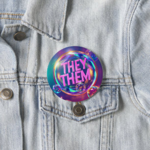 Gender Pronouns They/Them Digital Art 7.5 Cm Round Badge