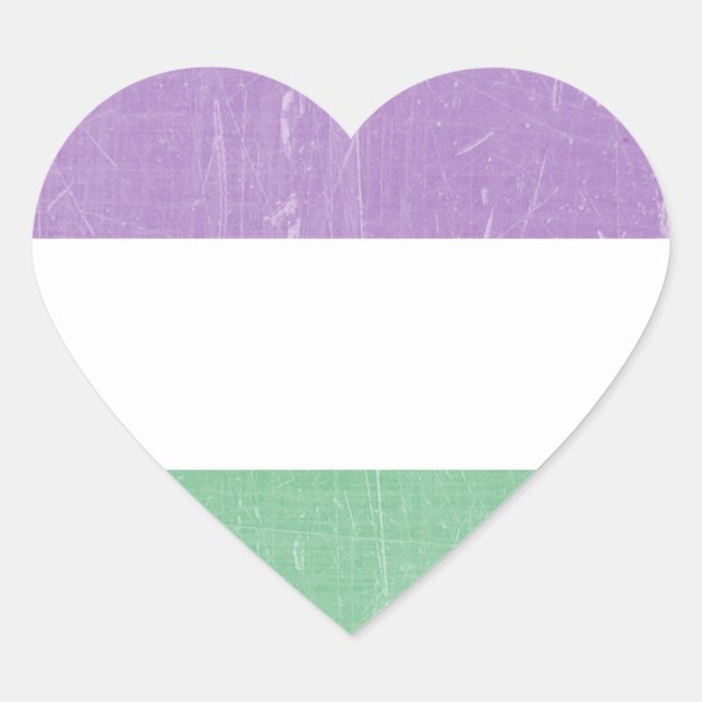 Gender Queer Flag Colours  Heart Sticker (Front)