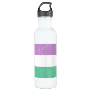 Gender Queer Green, Purple, White LGBTQ+ 710 Ml Water Bottle