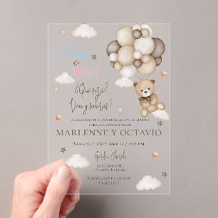 Gender Reveal Acrylic Invitation