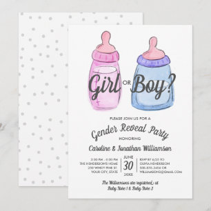 Gender Reveal Baby Party Invitation Girl or Boy