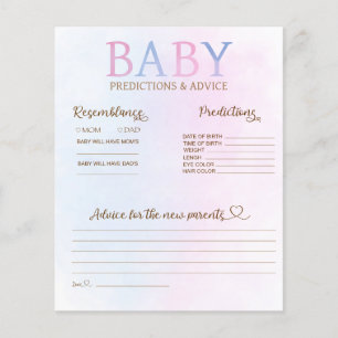 Gender Reveal Baby Predictions & Advice Card