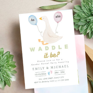 Gender Reveal Baby Pregnancy Waddle It Be Goose Invitation