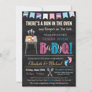 Gender Reveal Baby-Q BBQ Picnic Invitation