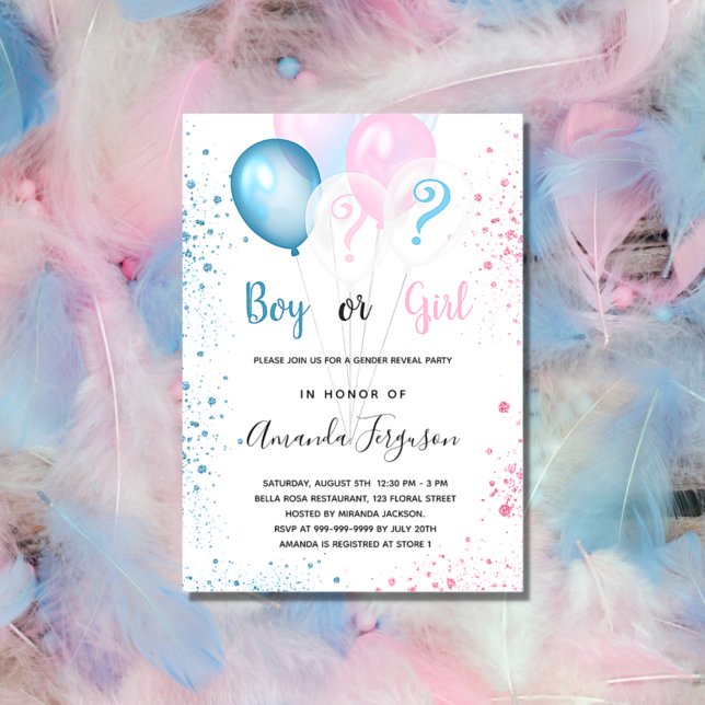Gender reveal baby shower blue pink boy girl invitation (Creator Uploaded)