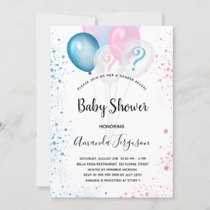 Gender reveal baby shower blue pink boy girl invitation