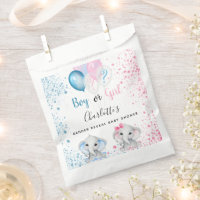 Gender reveal baby shower blue pink elephants 