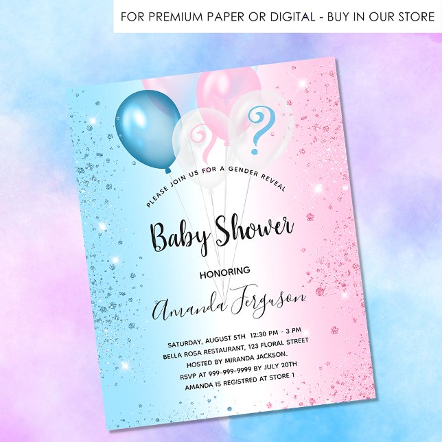 Gender reveal baby shower budget invitation flyer (Creator Uploaded)