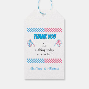 Gender Reveal Baby Shower Burnouts Bows Gift Bag Tags