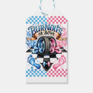 Gender Reveal Baby Shower Burnouts Bows Gift Bag Tags