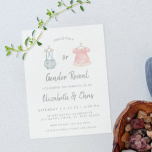 Gender Reveal Baby Shower Invitation Pink Blue