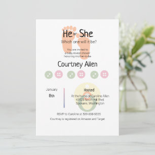 Gender Reveal Baby Shower Invite