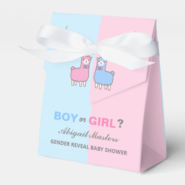 Gender Reveal Baby Shower Llama Custom Favour Box (Front Side)