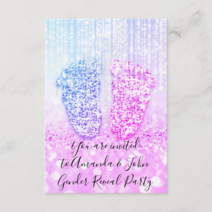 Gender Reveal Baby Shower Pink Blue Glitter Feet Invitation