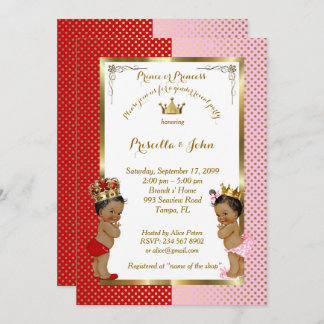 Gender Reveal Baby Shower, red, pink, gold Invitation